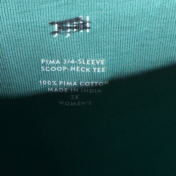J. Jill Pima 3/4 Sleeve Scoop Neck Tee size 2X Green - Picture 2 of 6
